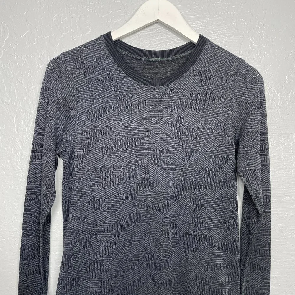 Lululemon Women 6 Swiftly Breathe Long Sleeve Vented Camo Asphalt Gray Black - Picture 3 of 9